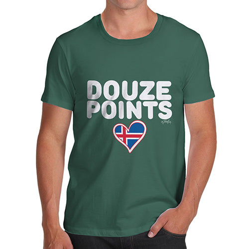 Funny T Shirts For Dad Douze Points Iceland Men's T-Shirt Medium Bottle Green