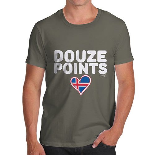 Funny Tee Shirts For Men Douze Points Iceland Men's T-Shirt Medium Khaki