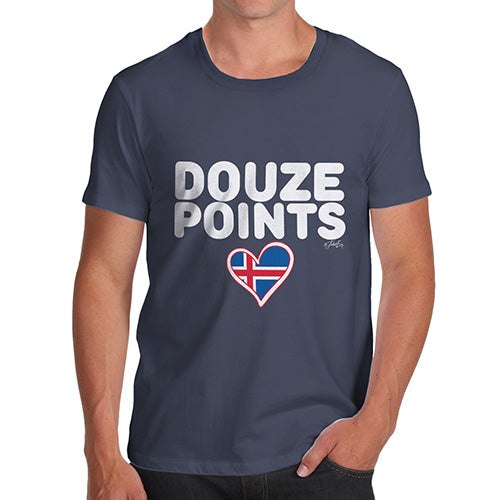 Funny Tshirts For Men Douze Points Iceland Men's T-Shirt Large Navy