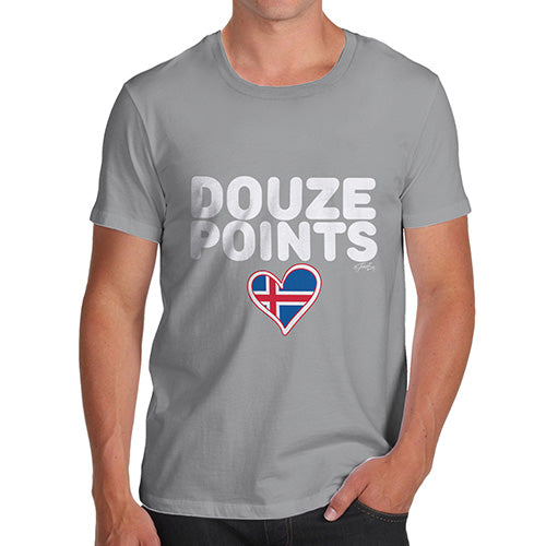 Funny T-Shirts For Guys Douze Points Iceland Men's T-Shirt Medium Light Grey