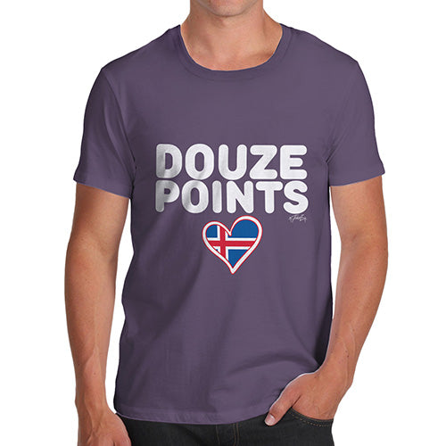 Adult Humor Novelty Graphic Sarcasm Funny T Shirt Douze Points Iceland Men's T-Shirt Large Plum