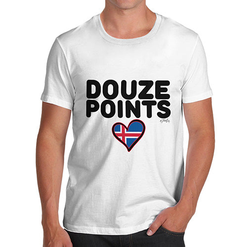 Novelty Tshirts Men Douze Points Iceland Men's T-Shirt Medium White