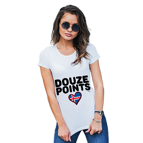 Novelty Tshirts Women Douze Points Iceland Women's T-Shirt Medium White