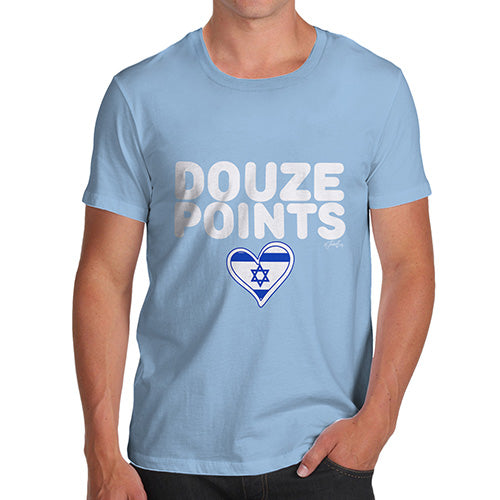 Adult Humor Novelty Graphic Sarcasm Funny T Shirt Douze Points Israel Men's T-Shirt X-Large Sky Blue
