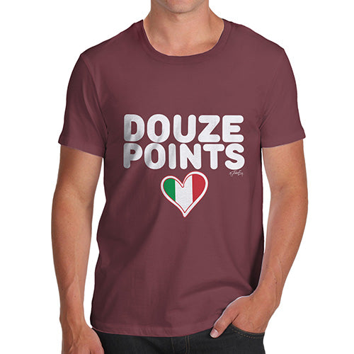 Funny Tee Shirts For Men Douze Points Italy Men's T-Shirt X-Large Burgundy