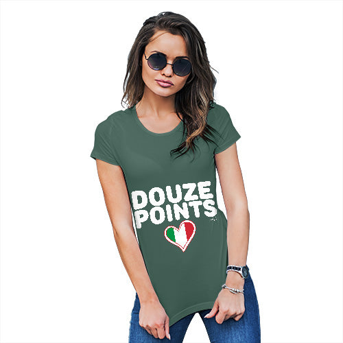 Novelty T Shirt Christmas Douze Points Italy Women's T-Shirt X-Large Bottle Green