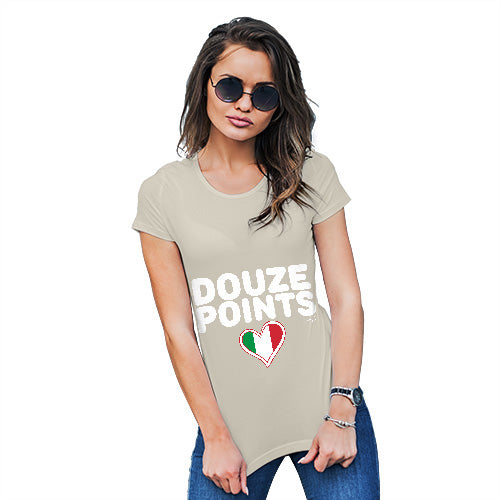 Funny Tee Shirts For Women Douze Points Italy Women's T-Shirt X-Large Natural