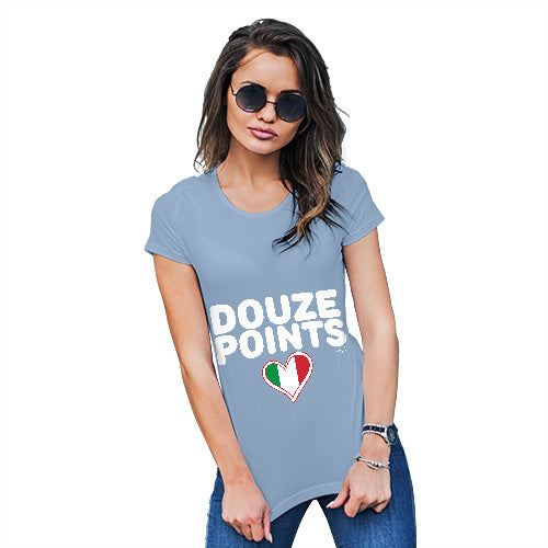 Funny T-Shirts For Women Sarcasm Douze Points Italy Women's T-Shirt X-Large Sky Blue