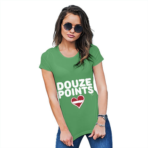 Adult Humor Novelty Graphic Sarcasm Funny T Shirt Douze Points Latvia Women's T-Shirt X-Large Green