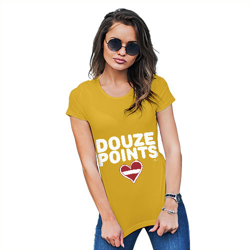 Adult Humor Novelty Graphic Sarcasm Funny T Shirt Douze Points Latvia Women's T-Shirt X-Large Yellow