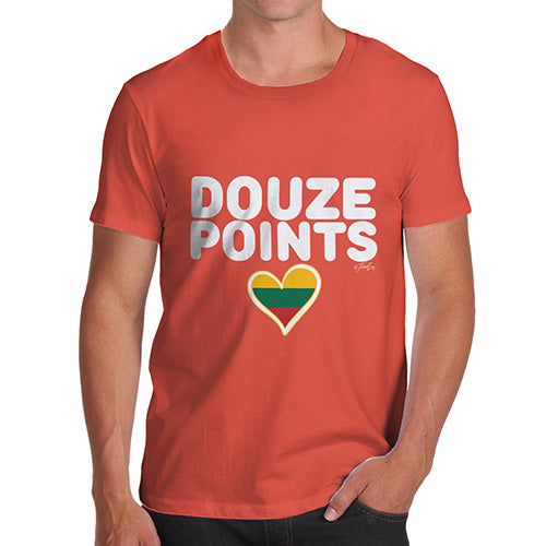 Funny T-Shirts For Men Douze Points Lithuania Men's T-Shirt X-Large Orange