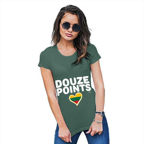 Funny Tee Shirts For Women Douze Points Lithuania Women's T-Shirt X-Large Bottle Green