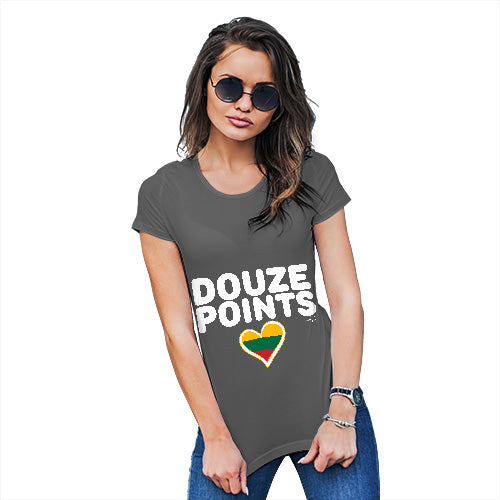 Novelty Tshirts Women Douze Points Lithuania Women's T-Shirt X-Large Dark Grey
