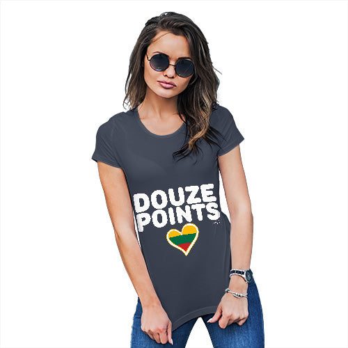 Funny T-Shirts For Women Douze Points Lithuania Women's T-Shirt X-Large Navy
