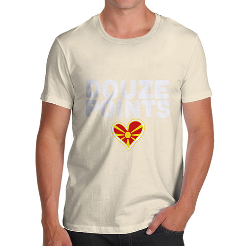 Novelty Tshirts Men Douze Points Republic of Macedonia Men's T-Shirt X-Large Natural