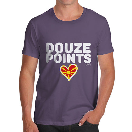 Funny T-Shirts For Guys Douze Points Republic of Macedonia Men's T-Shirt X-Large Plum