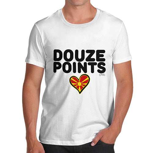 Novelty Tshirts Men Douze Points Republic of Macedonia Men's T-Shirt X-Large White