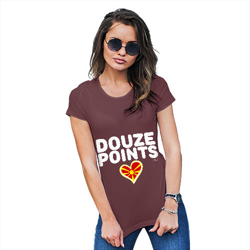 T-Shirt Funny Geek Nerd Hilarious Joke Douze Points Republic of Macedonia Women's T-Shirt X-Large Burgundy