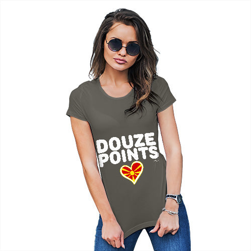 Funny T-Shirts For Women Sarcasm Douze Points Republic of Macedonia Women's T-Shirt X-Large Khaki