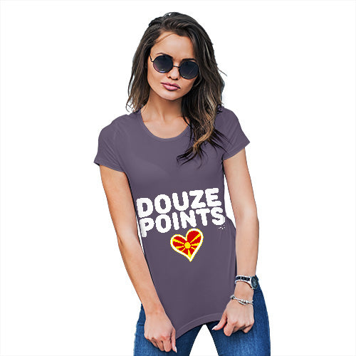 T-Shirt Funny Geek Nerd Hilarious Joke Douze Points Republic of Macedonia Women's T-Shirt X-Large Plum