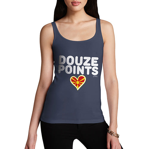 Adult Humor Novelty Graphic Sarcasm Funny Tank Top Douze Points Republic of Macedonia Women's Tank Top X-Large Navy