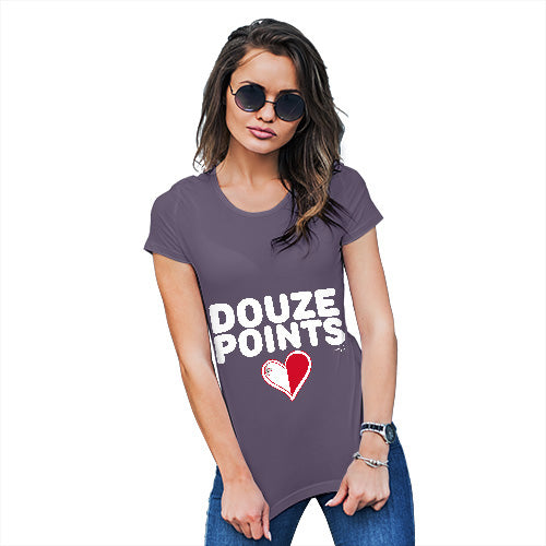 T-Shirt Funny Geek Nerd Hilarious Joke Douze Points Malta Women's T-Shirt X-Large Plum