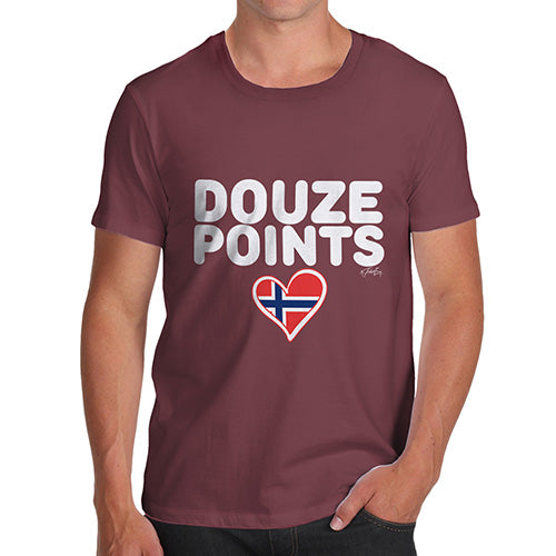 Funny Tee Shirts For Men Douze Points Norway Men's T-Shirt X-Large Burgundy
