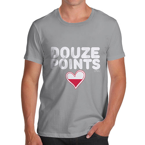 Novelty T Shirt Christmas Douze Points Poland Men's T-Shirt X-Large Light Grey