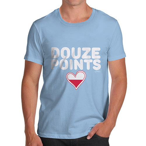 Novelty Tshirts Men Douze Points Poland Men's T-Shirt X-Large Sky Blue