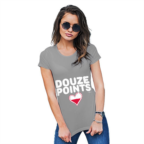 Novelty Tshirts Women Douze Points Poland Women's T-Shirt X-Large Light Grey