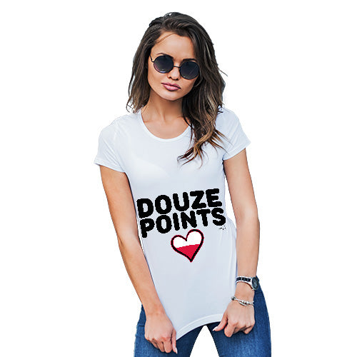 Funny T Shirts For Women Douze Points Poland Women's T-Shirt X-Large White