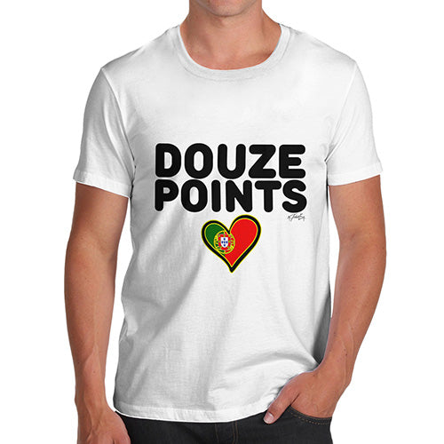 Funny Tee Shirts For Men Douze Points Portugal Men's T-Shirt X-Large White