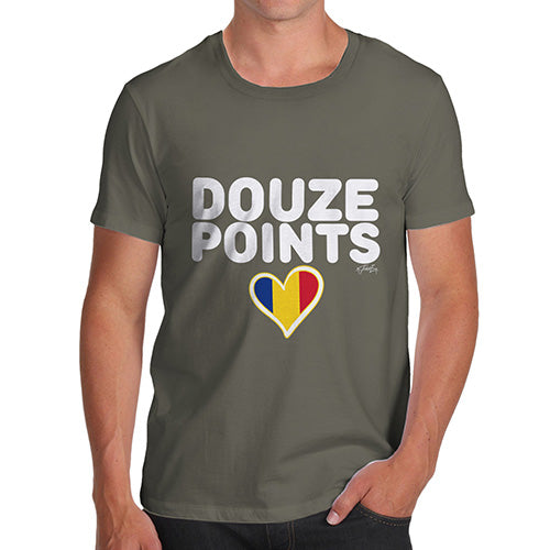 Funny T-Shirts For Guys Douze Points Romania Men's T-Shirt X-Large Khaki