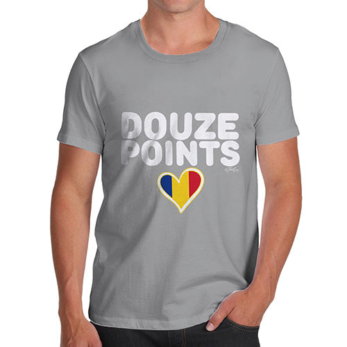 Funny Tee Shirts For Men Douze Points Romania Men's T-Shirt X-Large Light Grey
