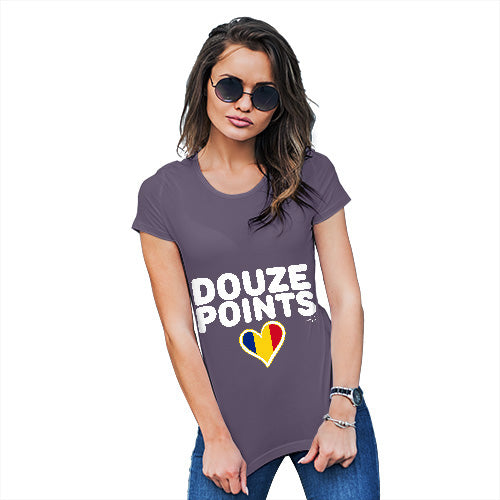 Funny T Shirts Douze Points Romania Women's T-Shirt X-Large Plum
