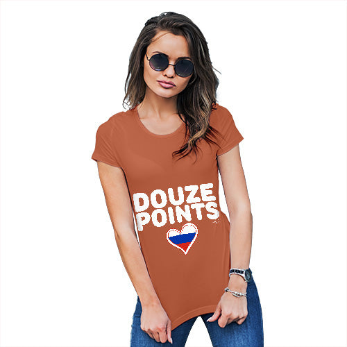 Adult Humor Novelty Graphic Sarcasm Funny T Shirt Douze Points Russia Women's T-Shirt X-Large Orange