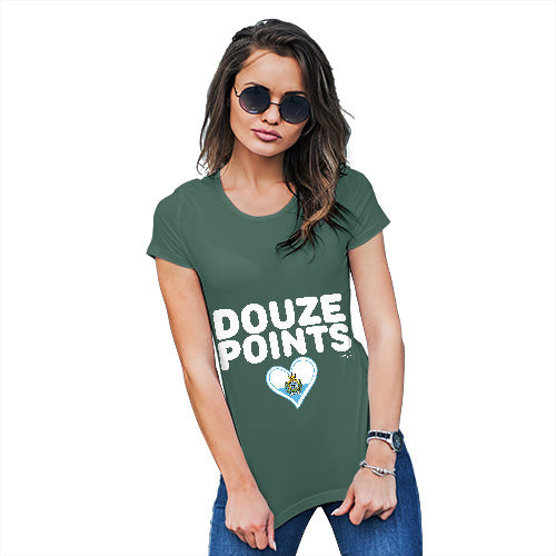 Adult Humor Novelty Graphic Sarcasm Funny T Shirt Douze Points San Marino Women's T-Shirt X-Large Bottle Green