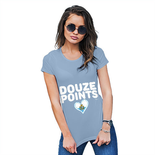 Funny T-Shirts For Women Sarcasm Douze Points San Marino Women's T-Shirt X-Large Sky Blue