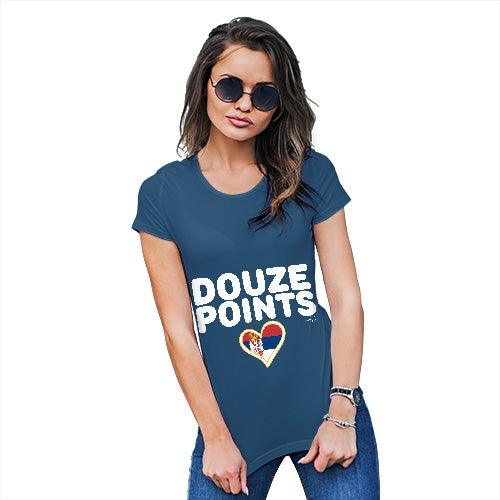 Funny Tee Shirts For Women Douze Points Serbia Women's T-Shirt X-Large Royal Blue