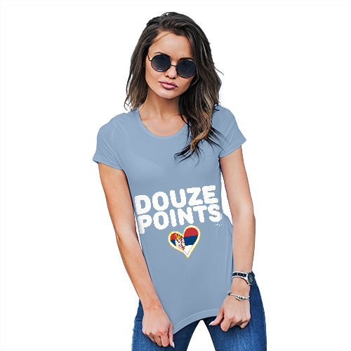 T-Shirt Funny Geek Nerd Hilarious Joke Douze Points Serbia Women's T-Shirt X-Large Sky Blue