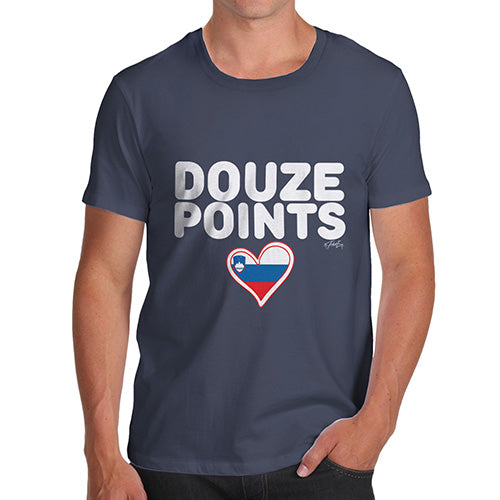 Funny T Shirts For Men Douze Points Slovenia Men's T-Shirt X-Large Navy