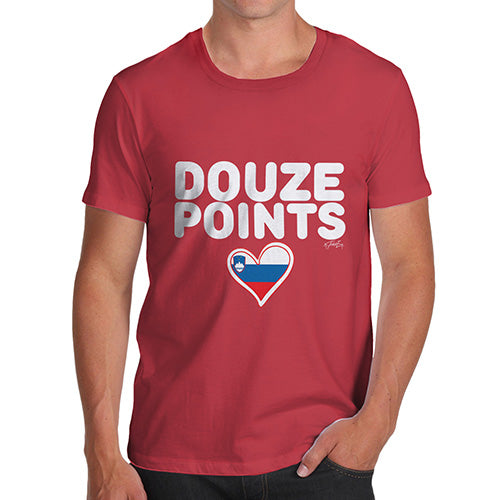 Funny Tee Shirts For Men Douze Points Slovenia Men's T-Shirt X-Large Red