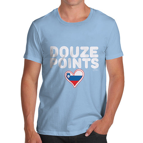 Funny T Shirts For Dad Douze Points Slovenia Men's T-Shirt X-Large Sky Blue