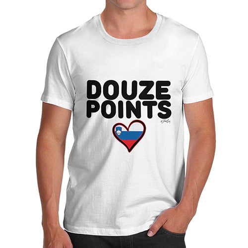 Funny Tee Shirts For Men Douze Points Slovenia Men's T-Shirt X-Large White