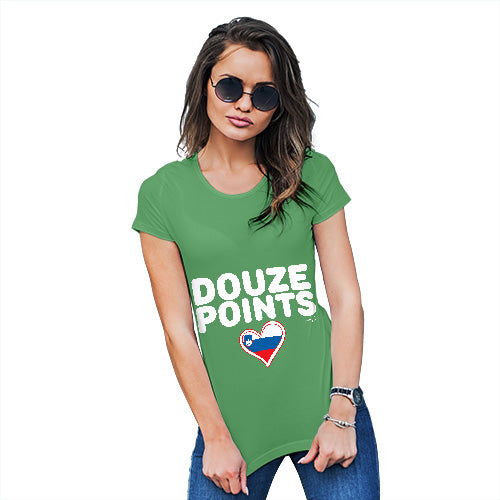 Funny T Shirts For Women Douze Points Slovenia Women's T-Shirt X-Large Green