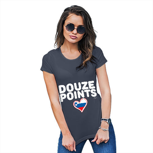 Novelty Gifts For Women Douze Points Slovenia Women's T-Shirt X-Large Navy