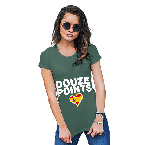 Adult Humor Novelty Graphic Sarcasm Funny T Shirt Douze Points Spain Women's T-Shirt X-Large Bottle Green