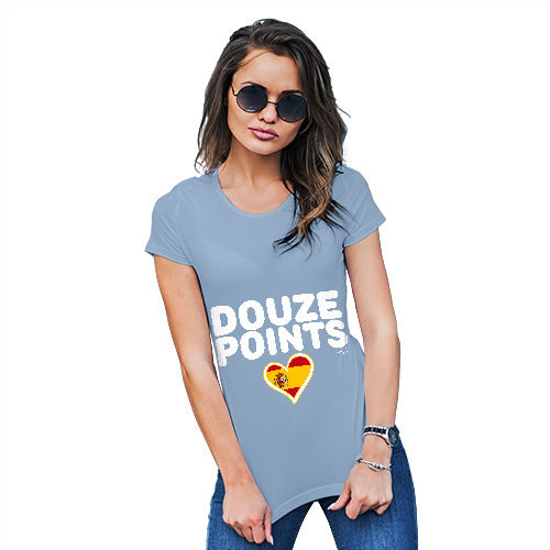T-Shirt Funny Geek Nerd Hilarious Joke Douze Points Spain Women's T-Shirt X-Large Sky Blue