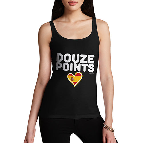 Adult Humor Novelty Graphic Sarcasm Funny Tank Top Douze Points Spain Women's Tank Top X-Large Black