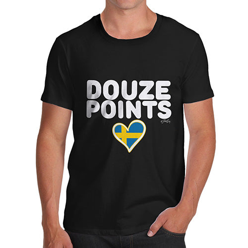 Adult Humor Novelty Graphic Sarcasm Funny T Shirt Douze Points Sweden Men's T-Shirt X-Large Black